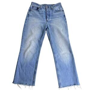 Rag & Bone Alex High Rise Straight Jeans Size 28 Tulip Light Wash Raw Hem